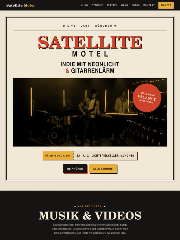 Beispiel-Website im Stil eines Konzertplakats