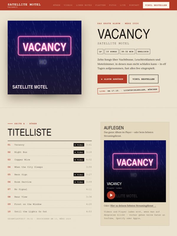 Beispiel-Website im Stil einer Plattenhülle